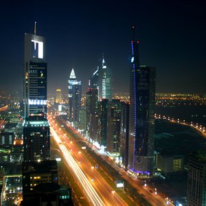 dubai hotel apartment buildings at night