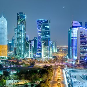 doha apartments in the evening