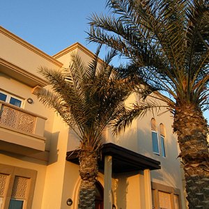 emirates hills villa at sunset