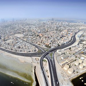 Aerial view of industrial area in Bahrain 