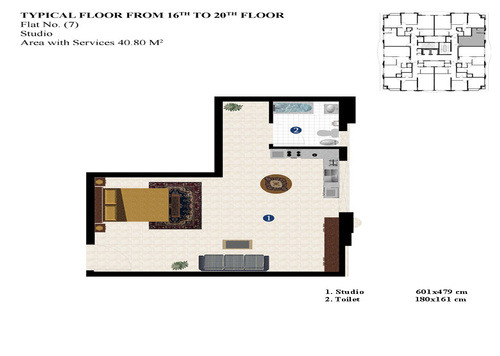 Studio flat in Moon Tower 1