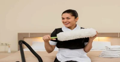 A maid cleaning the room