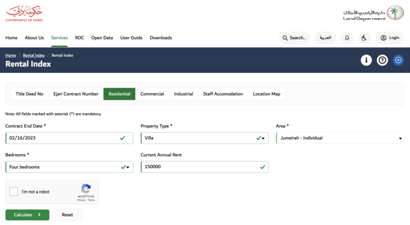 RERA Rent Calculator