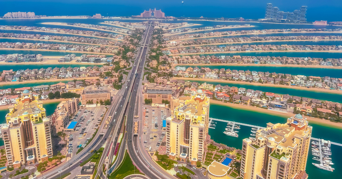 An aerial view of Palm Jumeirah