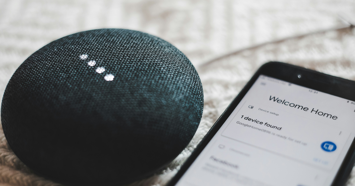 An Alexa device connected to a smartphone