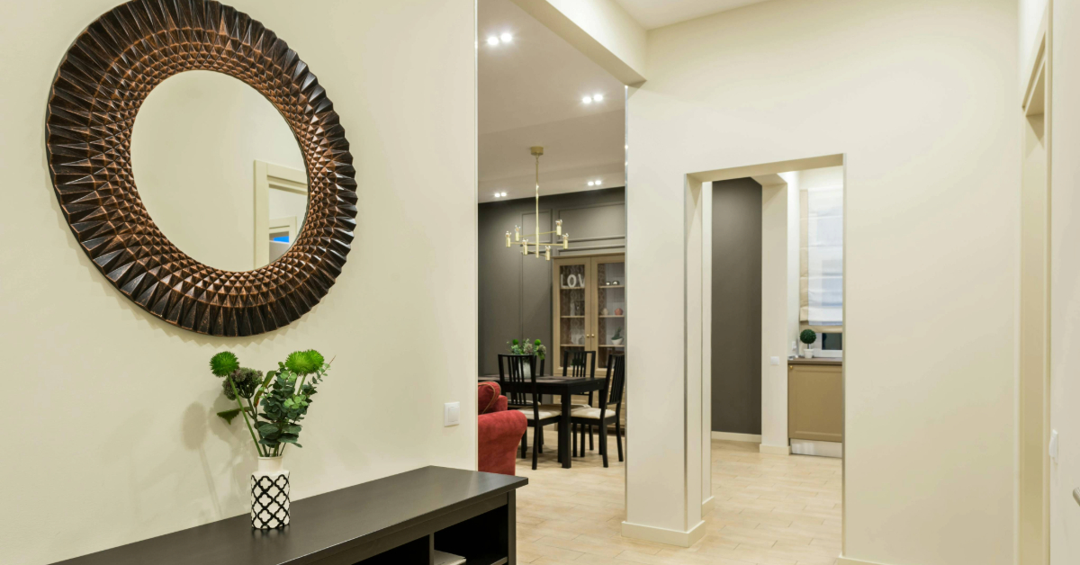 Mirror in a hallway