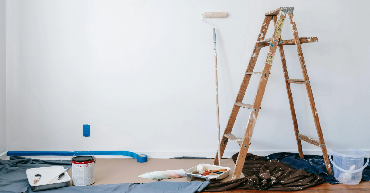 A room prepared for painting