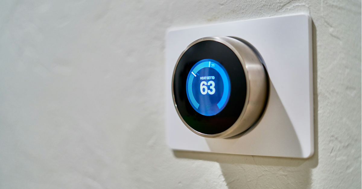 A thermostat displaying the current temperature
