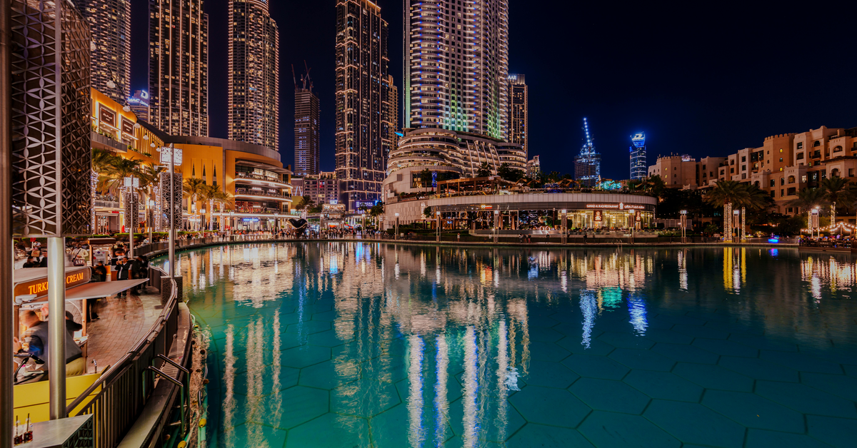 View of Dubai Downtown at night