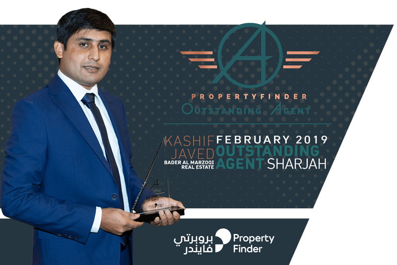 Kashif Javed from Bader Al Marzoqi Real Estate, Outstanding Agent of the month for Sharjah