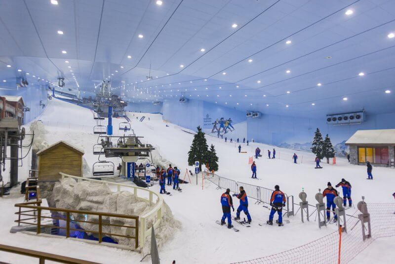 Ski Dubai is an indoor, 22,500 square metre area for skiing in Mall of the Emirates.
