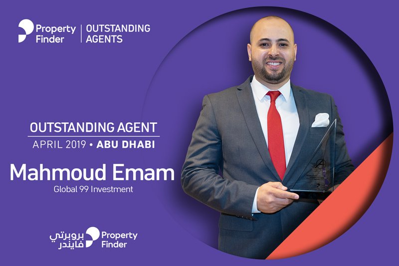 The Outstanding Agent Award goes to... Mahmoud Emam from Global 99 Investment in Abu Dhabi, April 2019