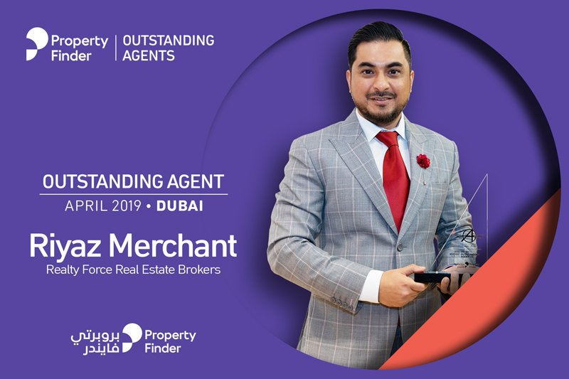The Outstanding Agent Award goes to... Riyaz Merchant from Realty Force Real Estate Brokers in Dubai, April 2019