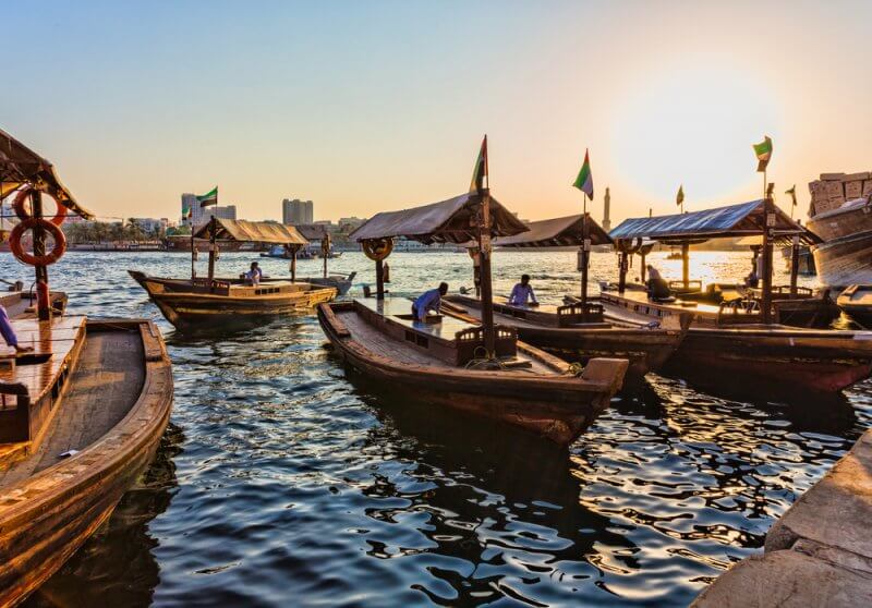 Deira and Bur Dubai are served by special water buses.