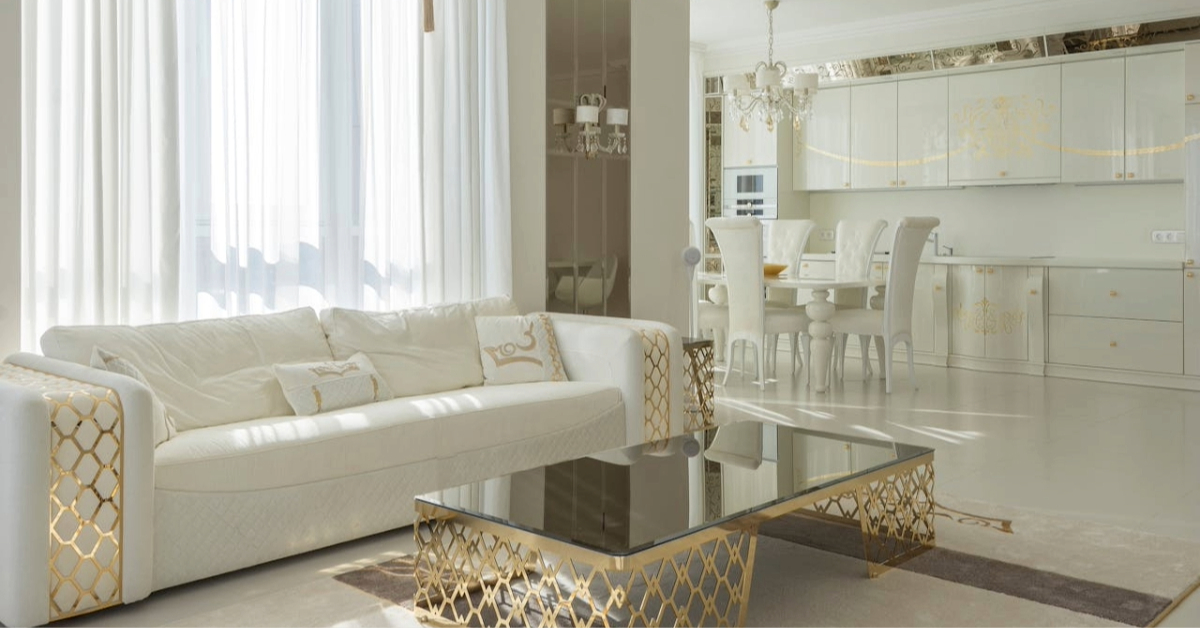 High-end residential interior in Dubai showcasing a luxurious living room and refined design details