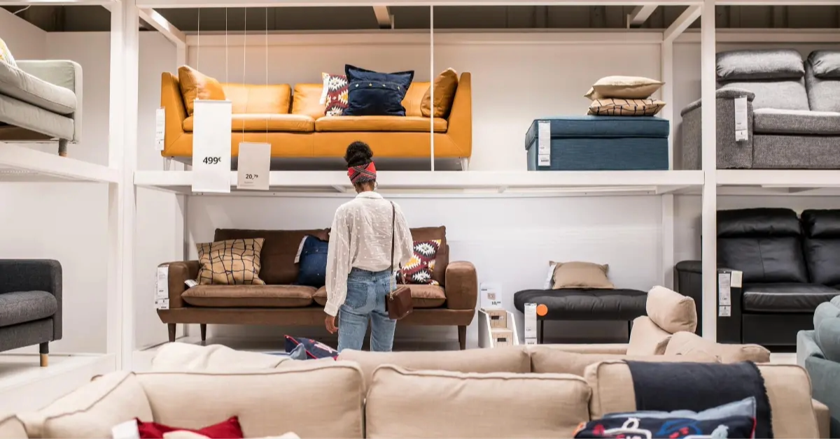 A women picking furniture