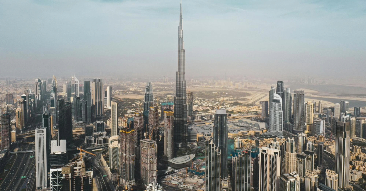 Aerial photo of Dubai buildings