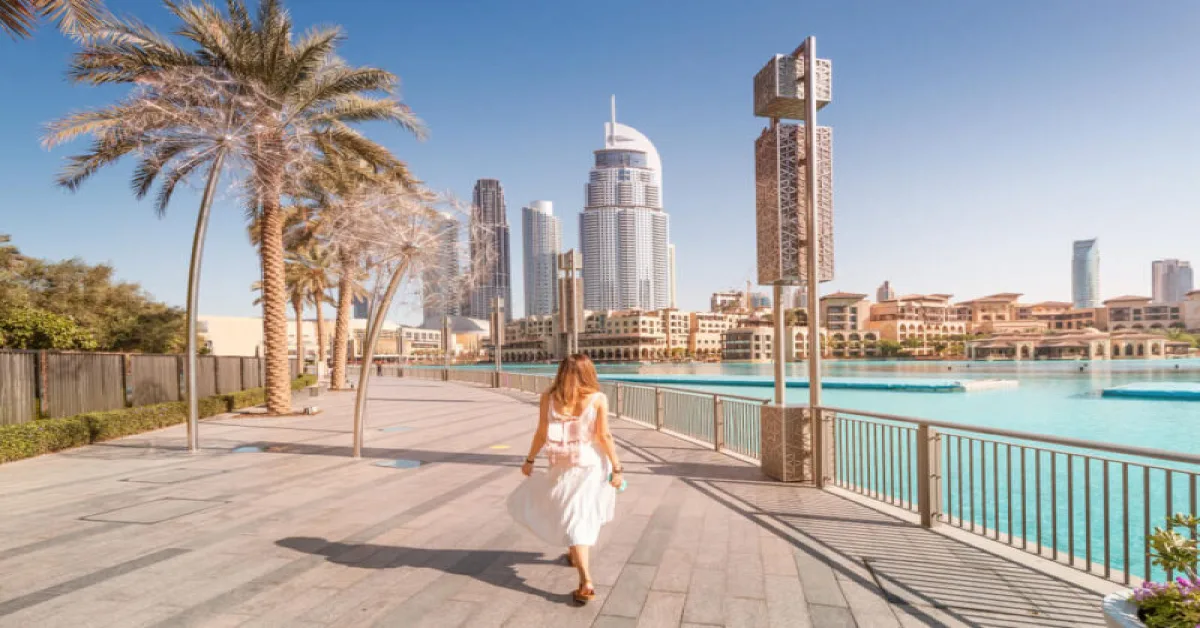 A woman strolling in Dubai