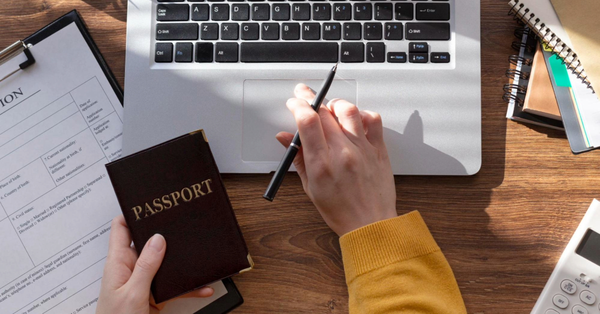 Applicant submitting documents for a residence visa in UAE