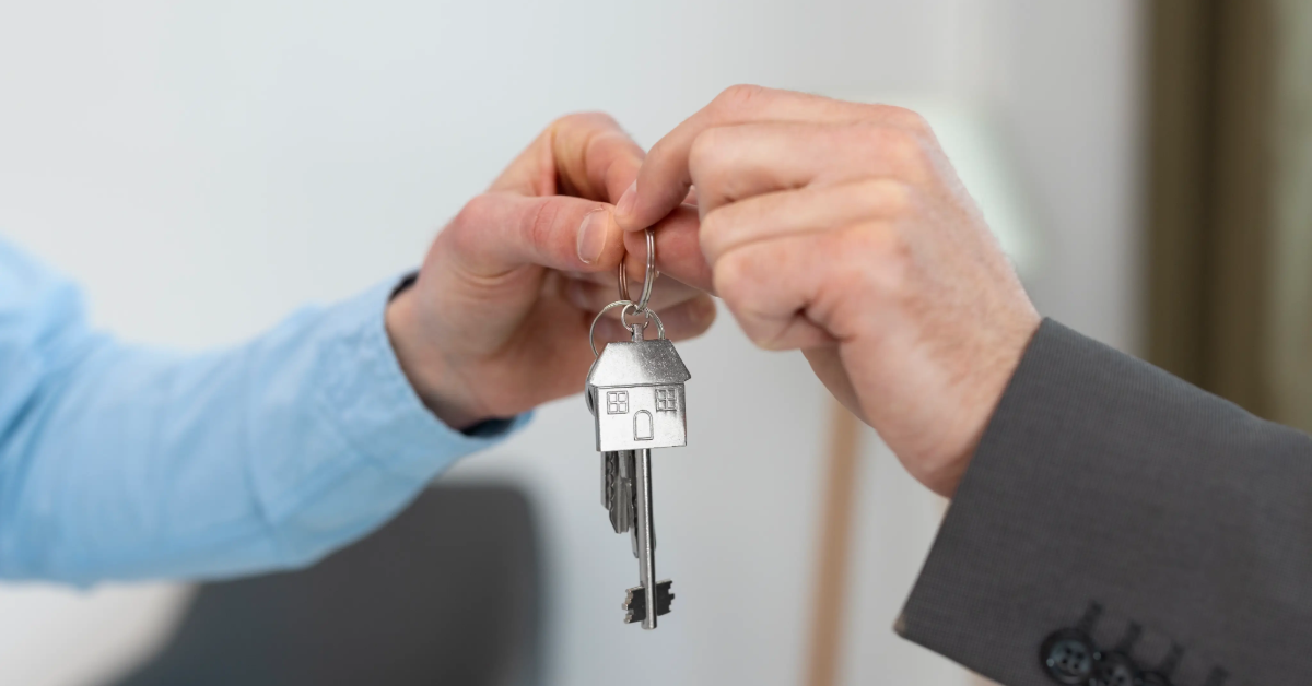 Keys being held by real estate agent and renter