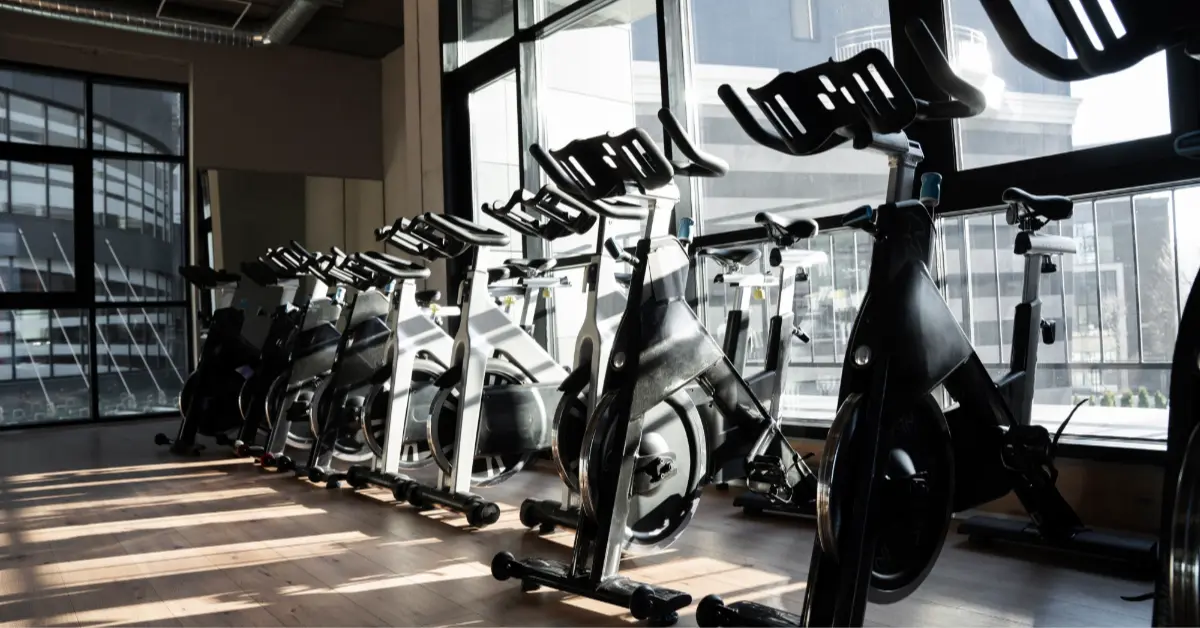 Gym with indoor cycling equipment