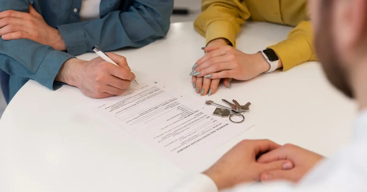 شخص يقوم بتوقيع مستندات التمويل العقاري