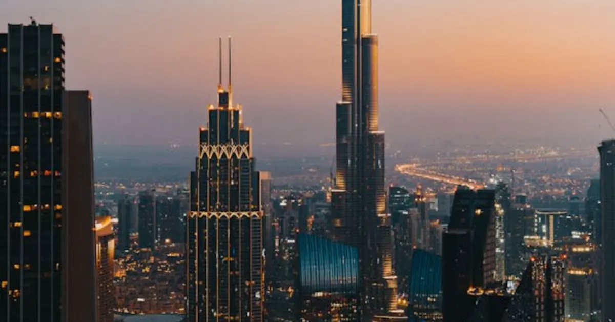 Dubai City Skyline during Night Time