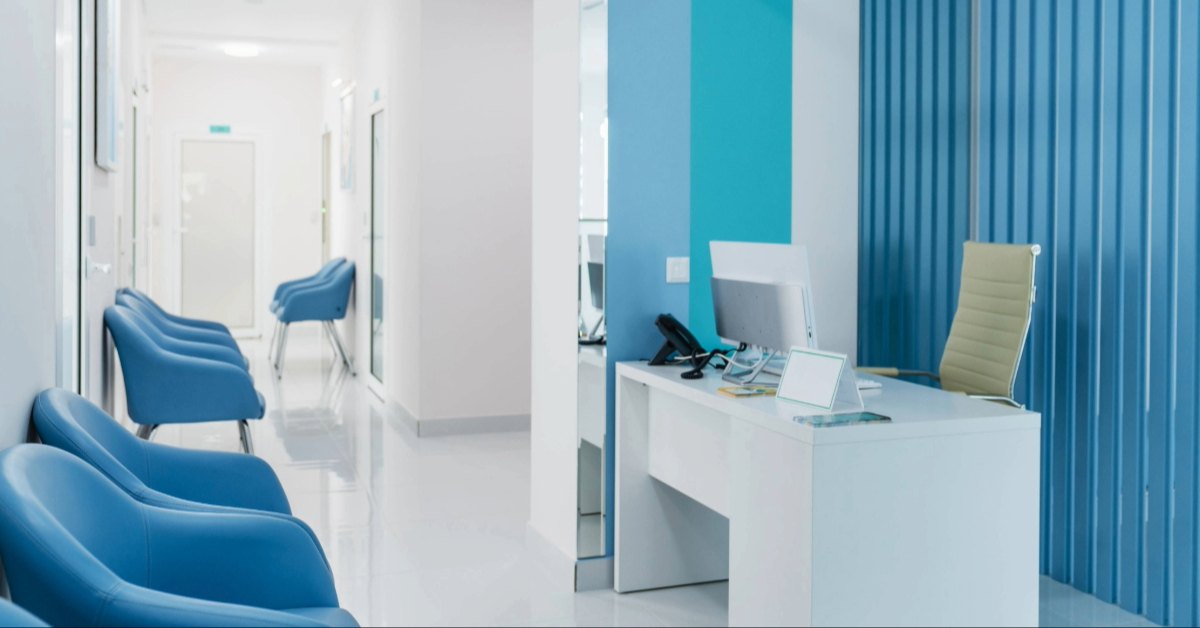 modern clinic reception area in Dubai