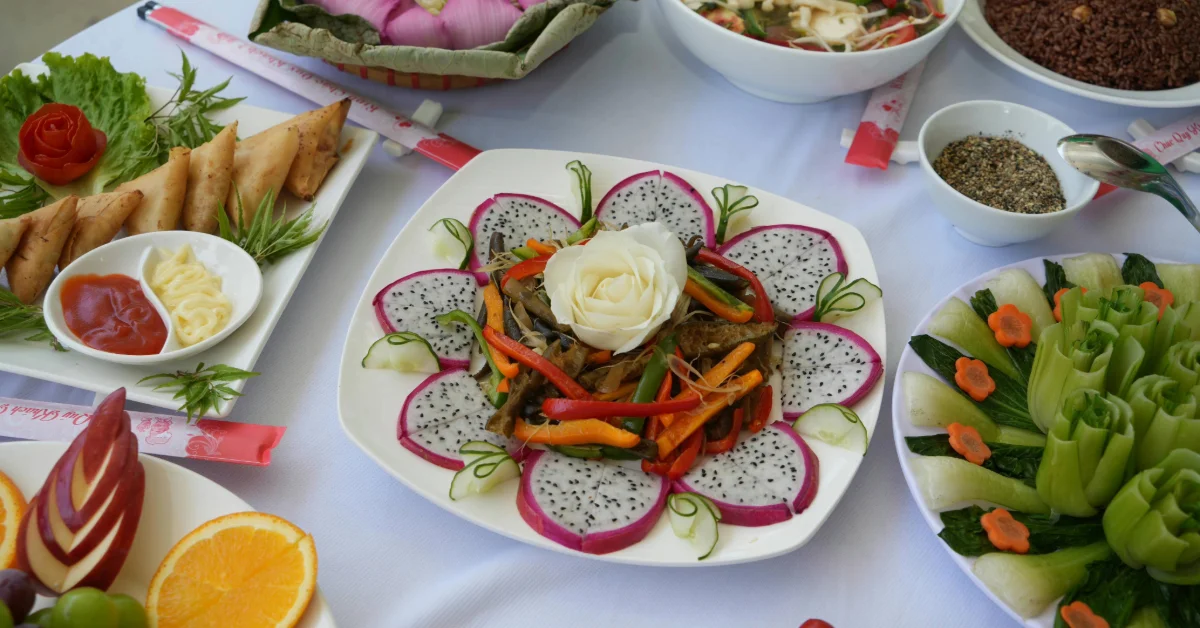 Vegetarian meal served in a restaurant 