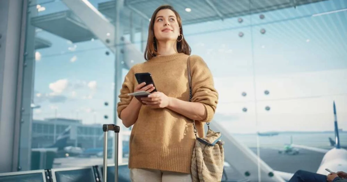 Woman checking her UAE visa status on DubaiNow app 