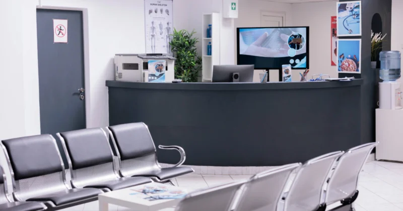 An empty clinic reception area