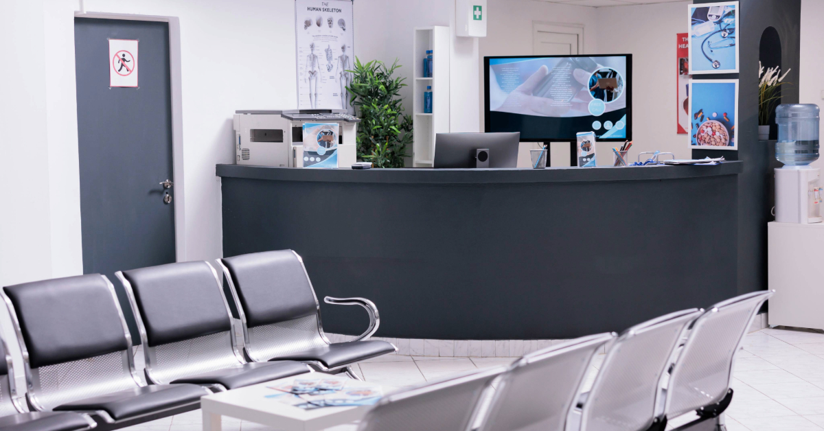 An empty clinic reception area