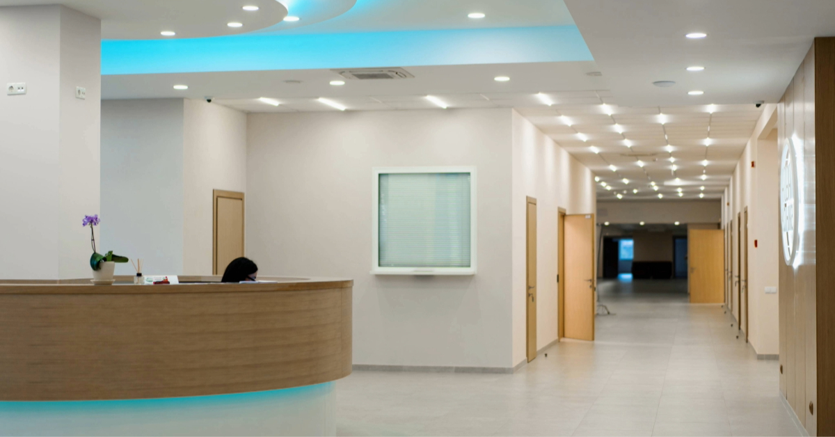 modern clinic reception interior in Dubai