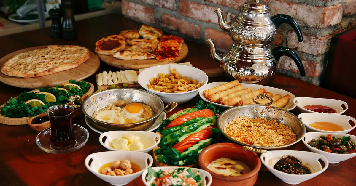Turkish breakfast served at Amanos Restaurant