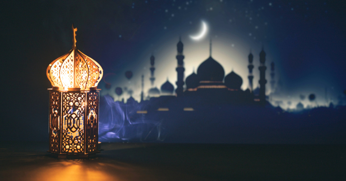 lantern with a mosque silhouette