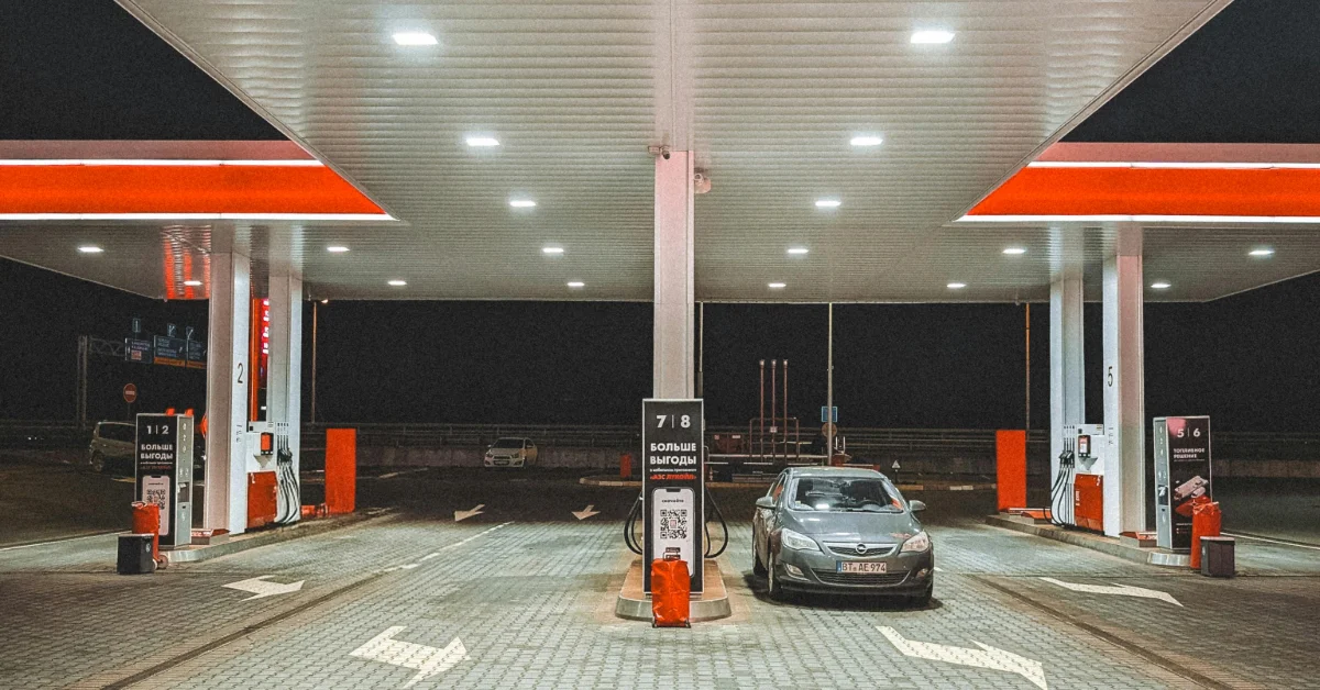 Car in a UAE gas station
