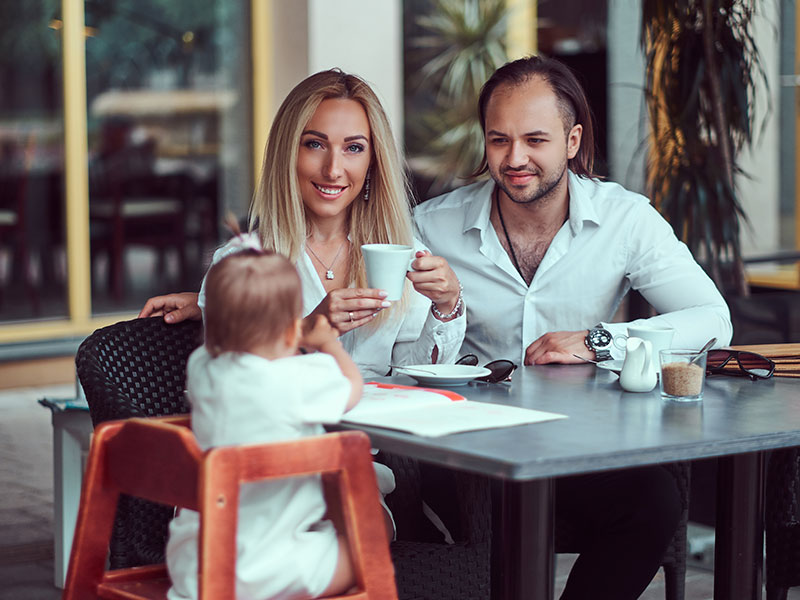 family in cafe 