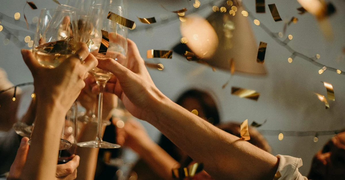 Group of friends toasting the New Year in Abu Dhabi 