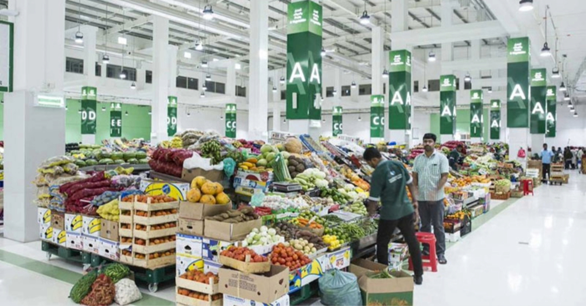 Modern interior of the Waterfront Market in Deira, Dubai