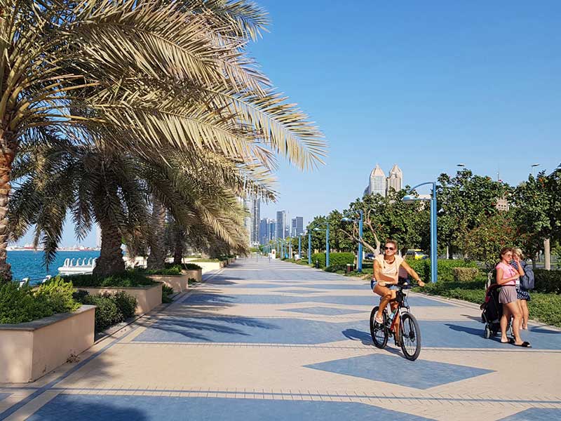 bicycle riding in Corniche Abu Dhabi 