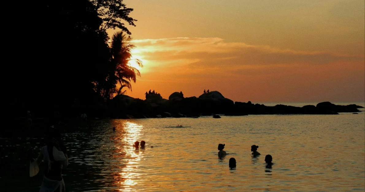  Night Swimming at a beach in Dubai