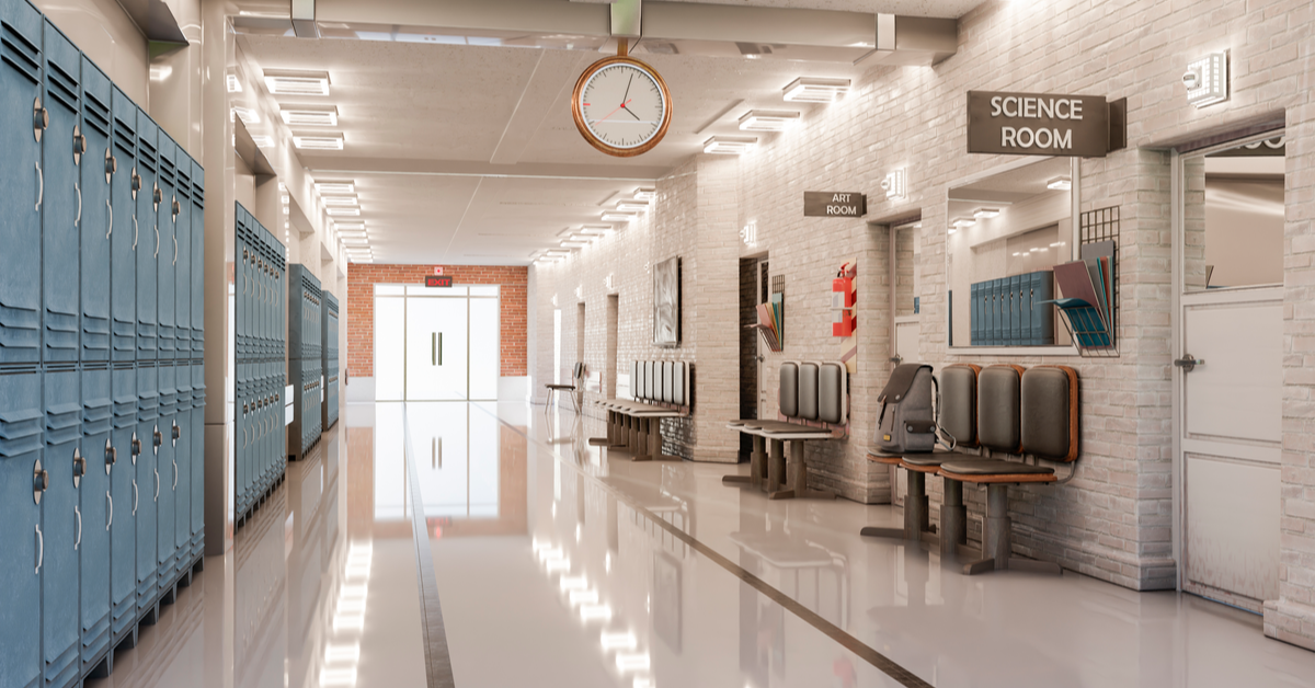 Empty school hallway