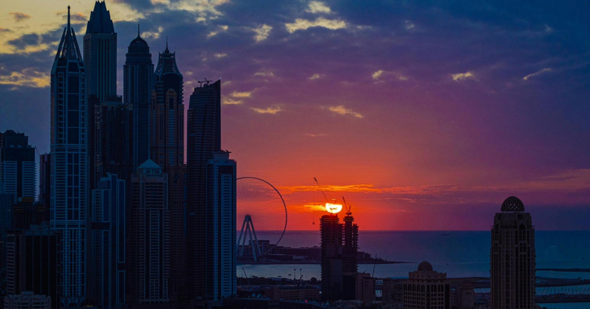 Sunset over the Arabian Gulf in Dubai