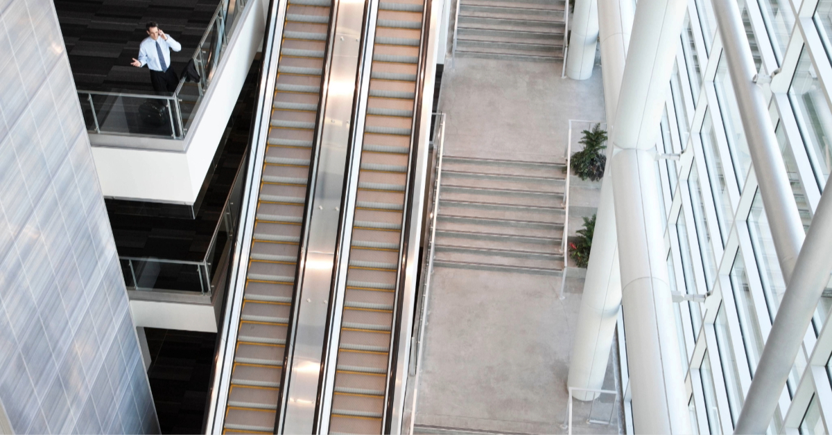 shopping mall escalator and open atrium
