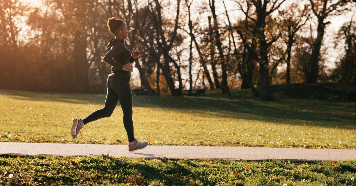 Woman jogging in Rolla Square Park