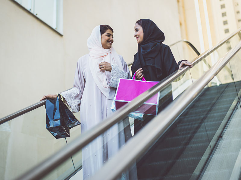 Arab girls shopping 