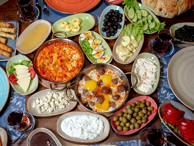 Arabic breakfast spread 