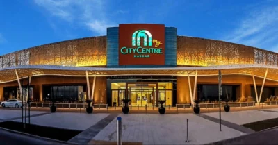 Front entrance of My City Centre Masdar shopping mall in Abu Dhabi