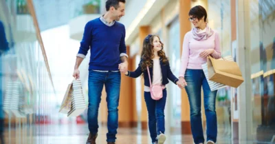 A family shopping at the mall