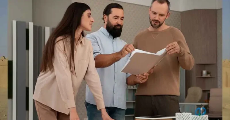 Real estate agent discussing paper work